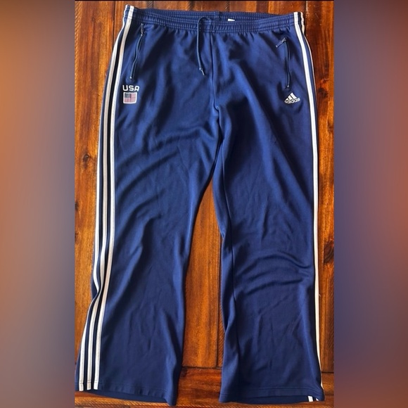 Adidas Blue Pants with Signature Stripes - Picture 1 of 4